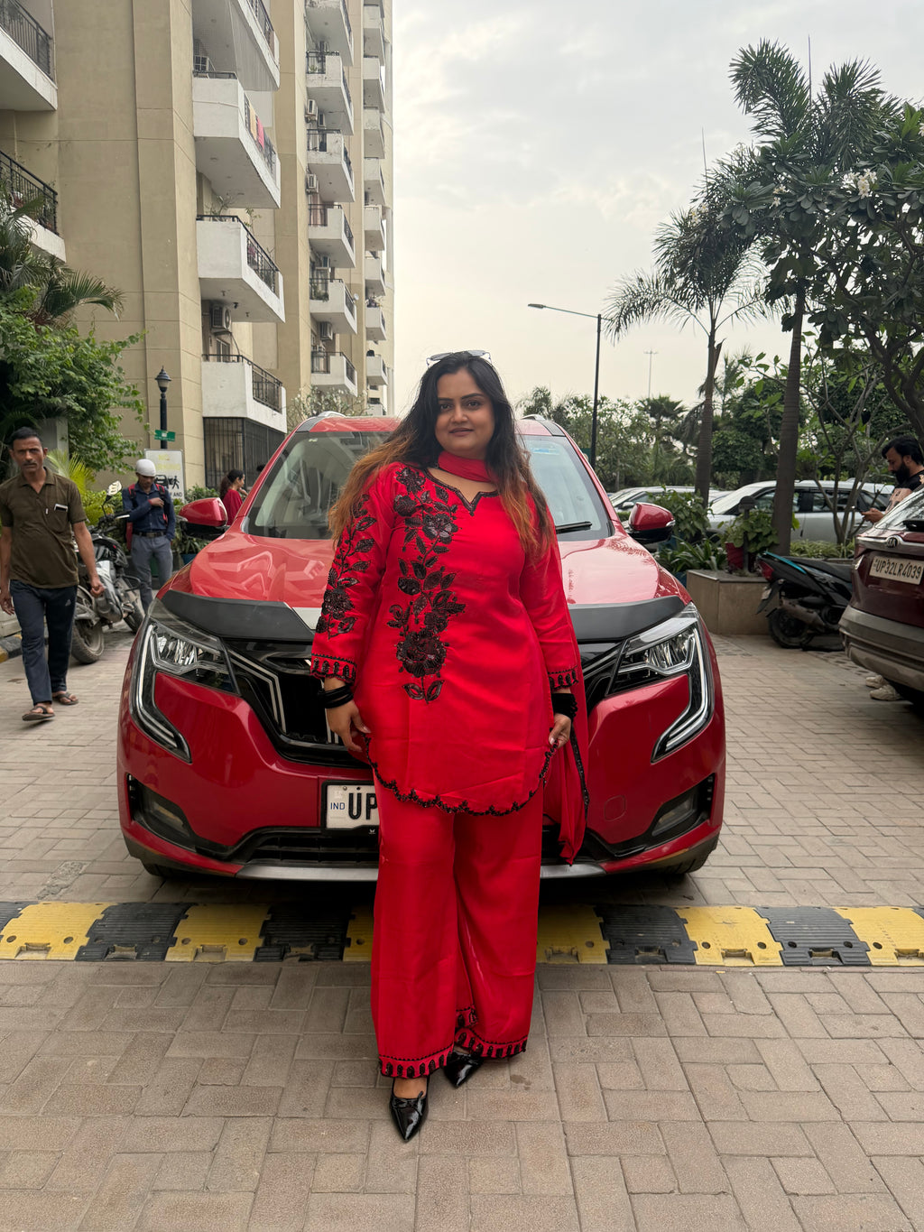 “Yalina” – Red Embroidered Suit Set